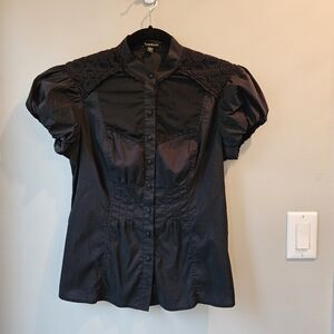 Bebe Black Short Sleeve Blouse